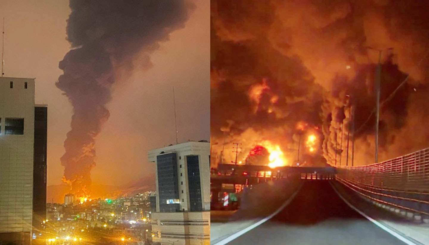 ایموجی کے ساتھ آگ کا منظر، شہر میں ہنگامہ، دھواں اور شعلے.