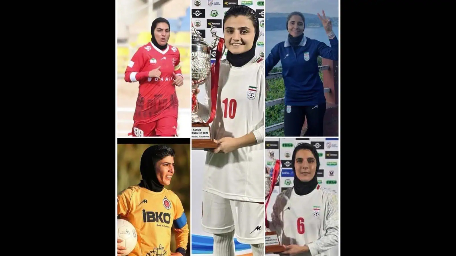خواتین فٹبال کھلاڑیوں کی تصاویر، انعامات اور کھیل کے میدان میں سرگرم.