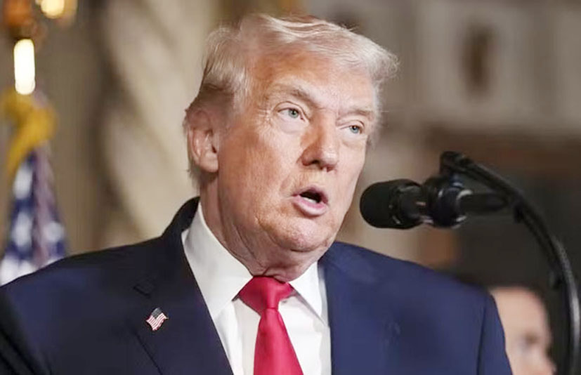 ڈونلڈ ٹرمپ، امریکی صدر، خطاب کرتے ہوئے، سیاست اور عالمی امور پر گفتگو.