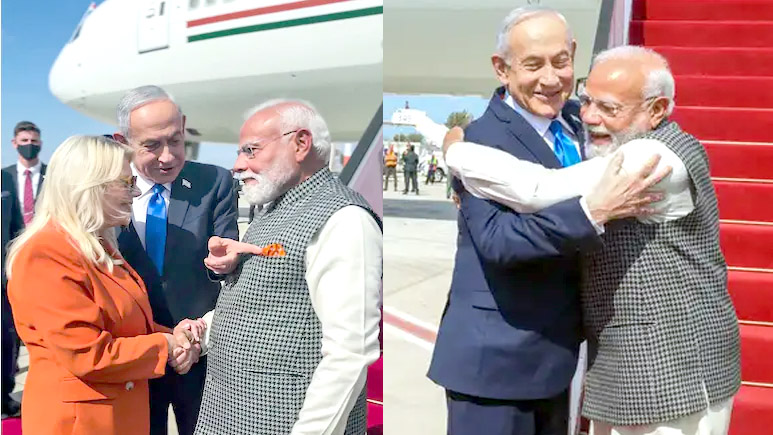 بھارتی اور ہندوستانی رہنماؤں کا محبت بھرا ملاقات اور مصافحہ.