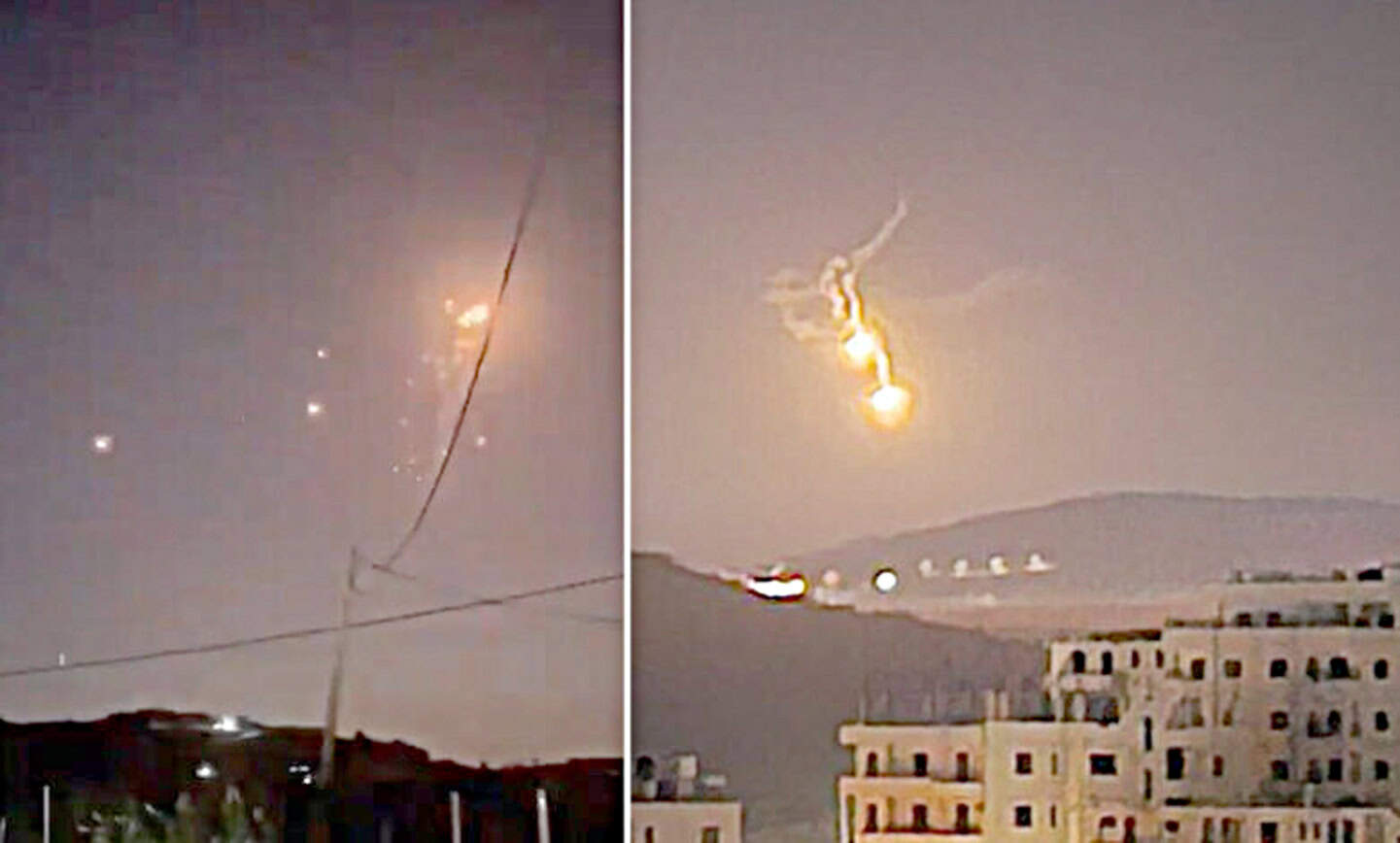 ایرانی میزائل حملہ تل ابیب کی فضاء میں، روشنی اور دھواں کے ساتھ.