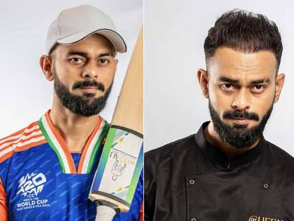 کھیل کے کھلاڑی اور شیف کی تصاویر، دونوں افراد کی پیشہ ورانہ لباس میں، ایکسپورٹ اور مہارت کی نمائندگی.