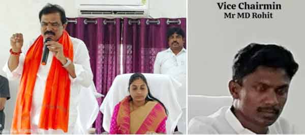 سیاست روز کے اجلاس میں ایک مرد تقریر کرتا ہوا، خواتین اور مرد حاضرین کے ساتھ.