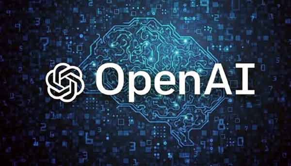 OpenAI کا لوگو اور ڈیجیٹل دماغی تصویر، ہارڈویئر سربراہ کا استعفیٰ.