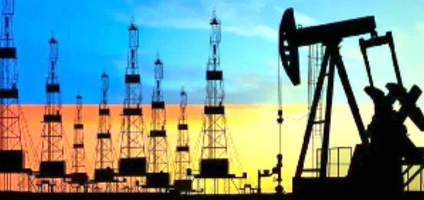 تیل کے کنویں اور تیل کی صنعت کا منظر.