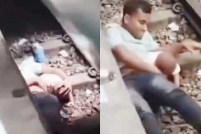 نومولود بچہ ریل کی پٹری پر گرگیا