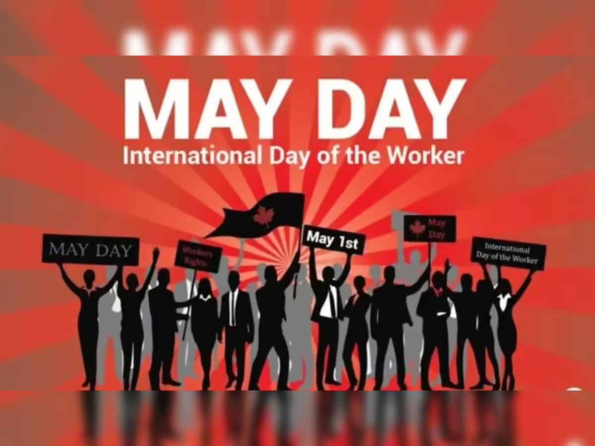مزدوروں کے حق میں مظاہرہ اور یومِ مزدور کی مبارکباد.