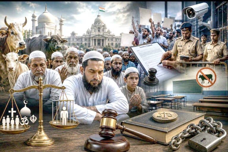 عدلیہ، مظاہرہ اور قانون کی اہمیت کے موضوع پر تصویر، جس میں لوگ عدالت اور قانون کے حق میں مظاہرہ کر ر.