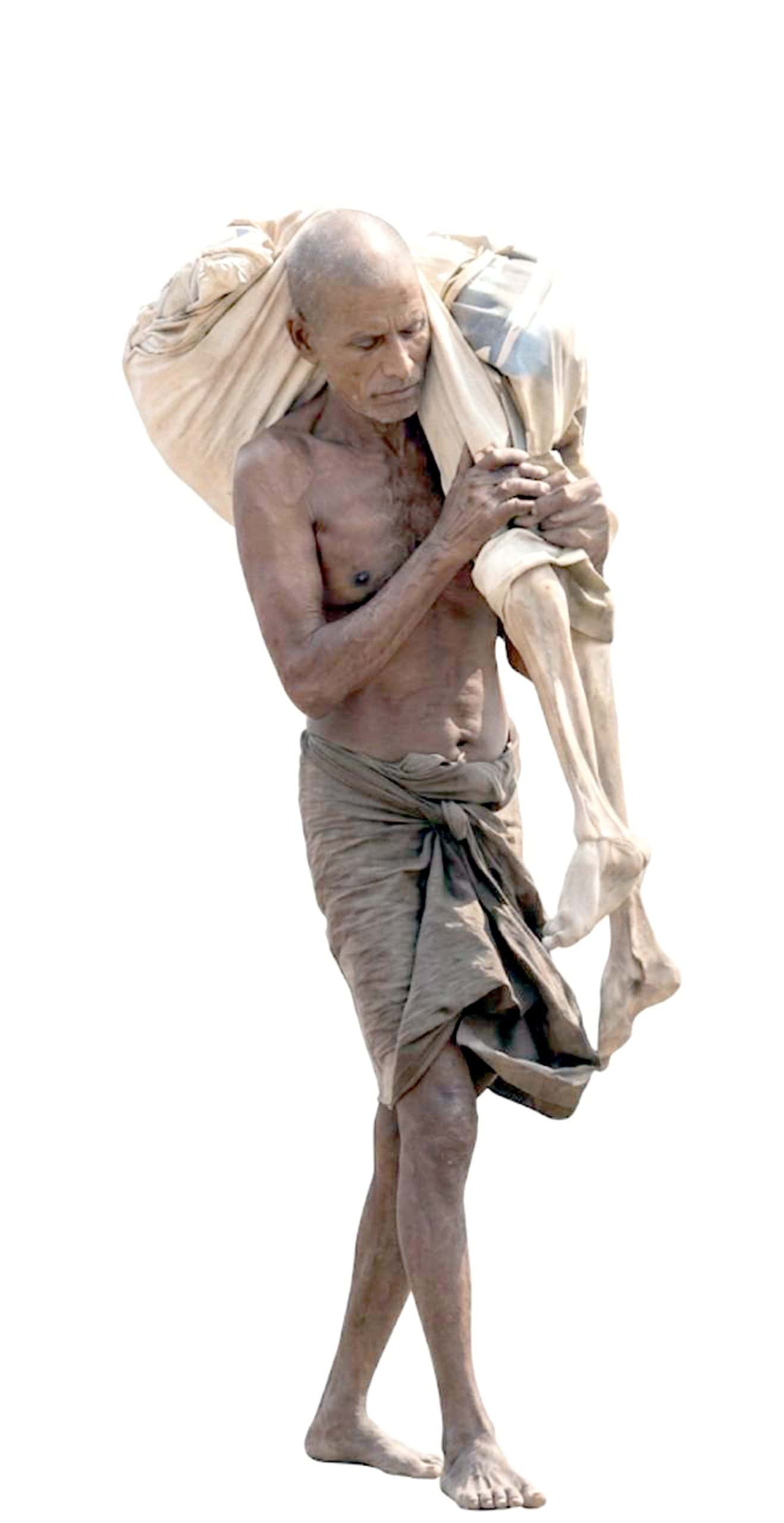بزرگ شخص بھیک مانگتے ہوئے، غربت اور بے بسی کی تصویر.