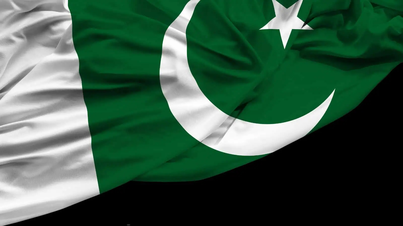 پاکستان کا سبز اور سفید پرچم، ستارہ اور ہلال کے ساتھ.