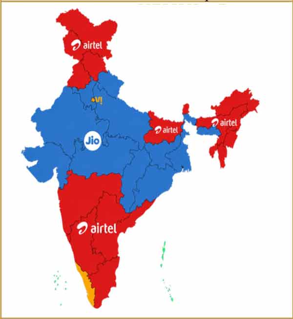 انڈین موبائل نیٹ ورک کوریج کا نقشہ، Airtel، Jio، اور دیگر کم.
