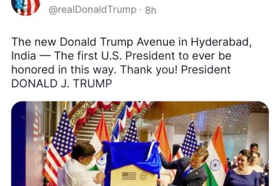 حیدرآباد میں ٹرمپ سے سڑک موسوم