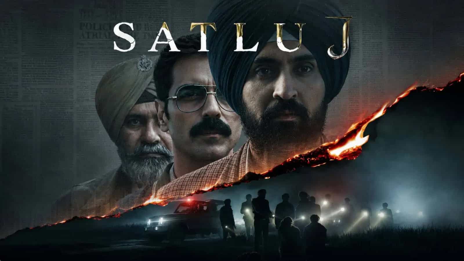 ساتلو ج فلم کا پروموشنل پوسٹر، مرکزی کردار اور پس منظر کے مناظر کے ساتھ.