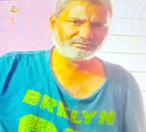مرد کا قریب سے لیا گیا تصویر، سفید داڑھی اور نیلے ٹی شرٹ میں.