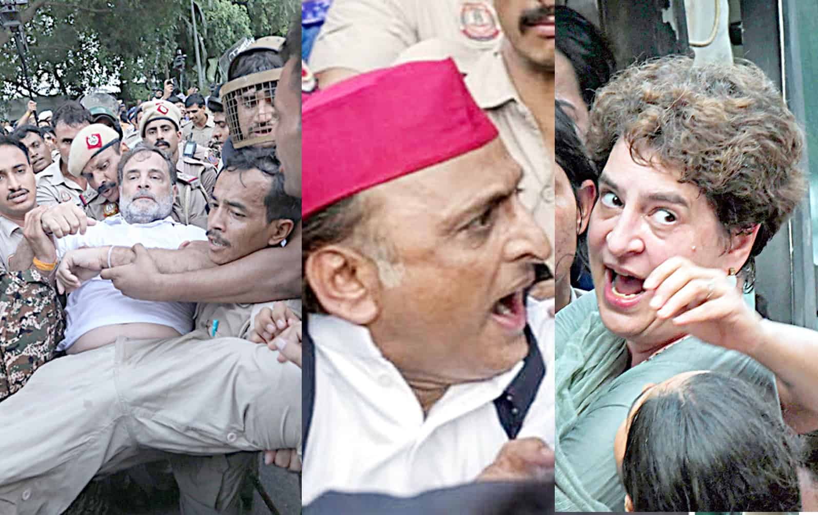 طلبہ پر پولیس کارروائی کے خلاف احتجاج، راہول، پرینکا اور دیگر زیر حراست.