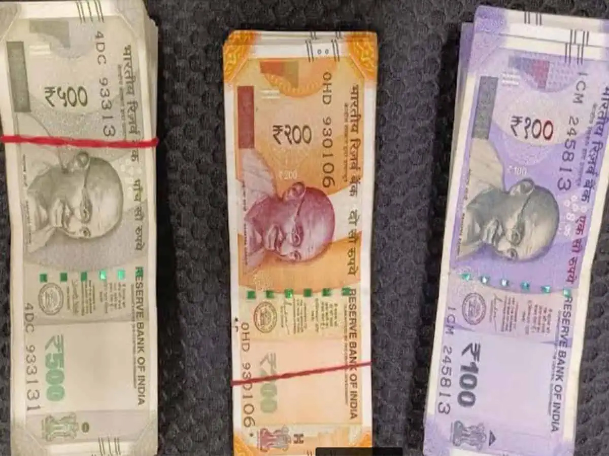پاکستانی کرنسی کے نوٹ، 500، 200، اور 100 روپے، مختلف رنگ اور سائز.