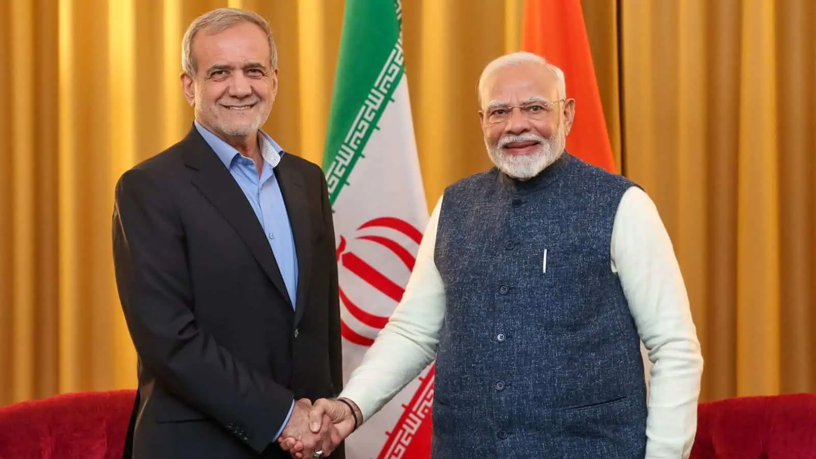 ایران کے صدر مسعود پیزشکیان اور بھارتی رہنما کی ملاقات.