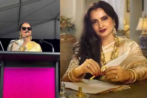 ایک خاتون تقریر کر رہی ہے اور دوسری خاتون تحریر لکھ رہی ہے.