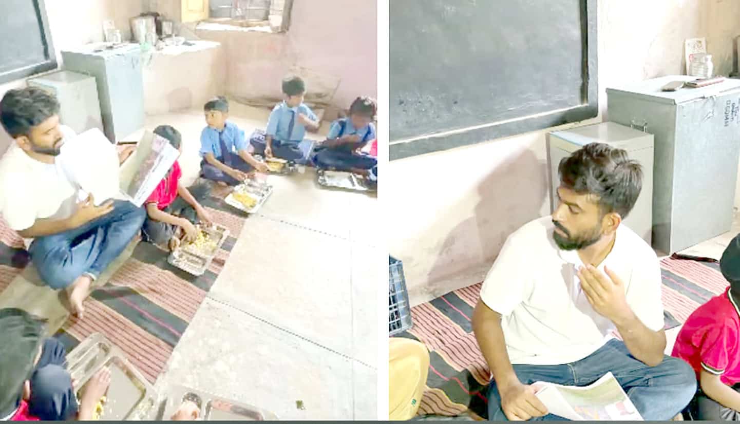 طلبہ کلاس میں قرآن پڑھتے ہوئے، استاد کی رہنمائی میں، تعلیمی ماحول.
