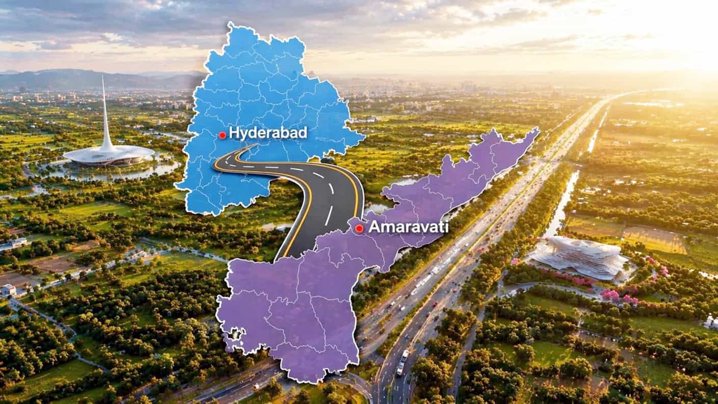 حیدرآباد اور امراوتی کا نقشہ، ہندوستان کے اہم شہر.
