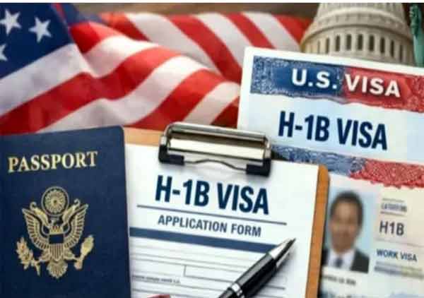 امریکی ویزہ H-1B درخواست فارم اور پاسپورٹ کی تصویر.