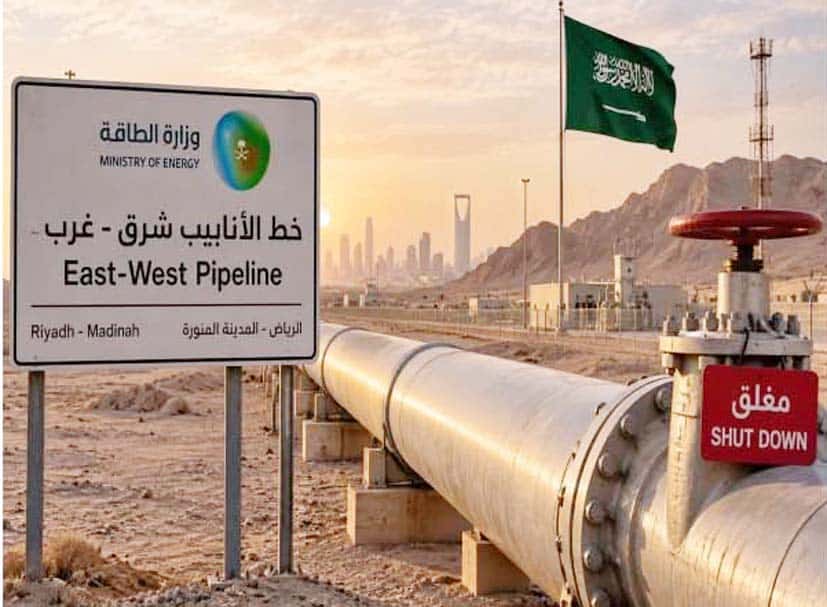 سعودی عرب کا پرچم اور پائپ لائن، سعودی عرب اور سعودی وزارت توانائی کی نشانی.
