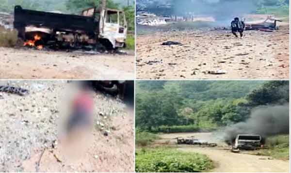 حادثہ کی جگہ پر ہنگامی صورتحال اور دھواں اٹھتا ہوا منظر.