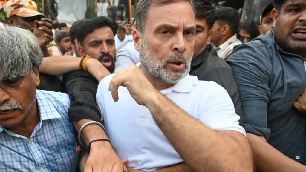 انڈیا اتحاد کے خلاف دہلی میں احتجاجی مارچ، بڑی تعداد میں لوگ شامل.